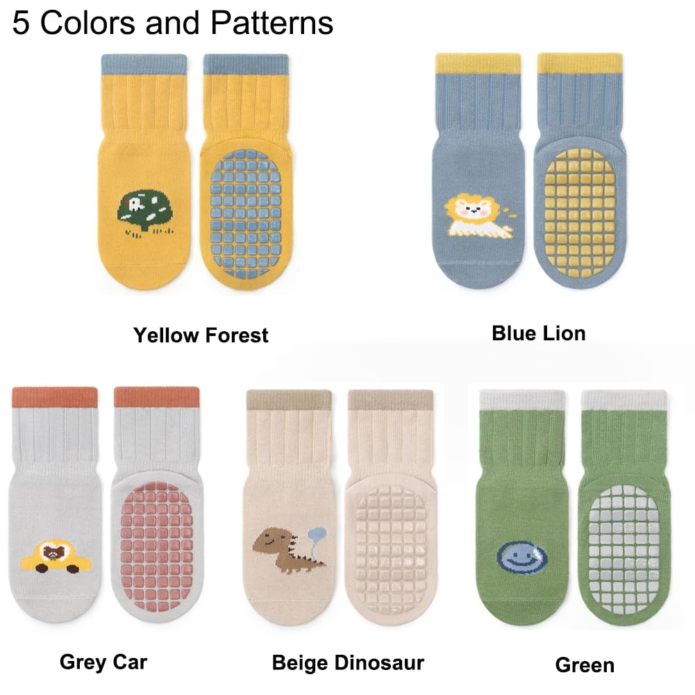 Rutschfeste Socken für Baby Mädchen Jungen 5 Paar Kinder Anti Rutsch Socken Sportsocken Stoppersocken