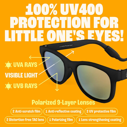 Polarized Baby Sunglasses with Strap - Unbreakable Flexible Toddler Sunglasses for Toddlers Newborn 0-24 Months