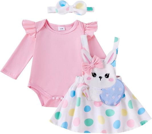 ESSECMBS Infant Baby Girl Halloween Romper Skirt 3 Pieces Clothing Set Long Sleeve Ruffle Shoulder Body Braces Pumpkin Ghost Skirt Headband Girls All Saints Clothing