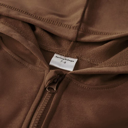 Spring&Gege Jungen Hoodie Sweatjacke Basic Einfarbig Baumwoll Kapuzenjacke für Kinder（3-12 Jahre）