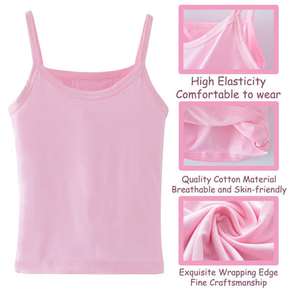 Lohhbve 4er-Pack Klassische, solide Camisole-Unterhemden für Kinder für 2–10 Jahre, Kleinkind-Mädchen, Baumwoll-Racerback-Tanktop, Multipack
