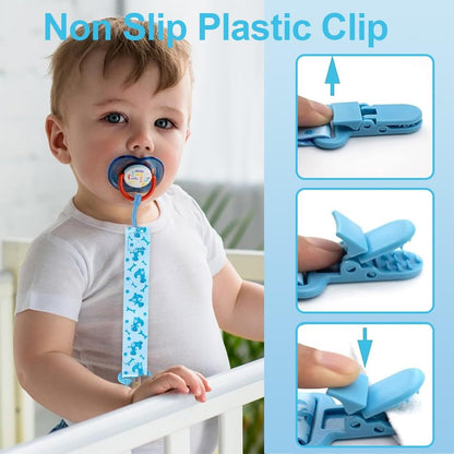 8 Stück Schnullerketten, Polyester Schnullerketten, Baby Schnullerketten Clips, Mädchen und Jungen Schnullerketten, gewebte Schnullerketten