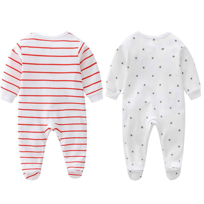 aomomo Baby Strampler Set 2-teilig „I Love Mummy & Daddy“ – Langarm Baby Schlafanzug aus Baumwolle, Unisex Neugeborenen Overall für Jungen & Mädchen