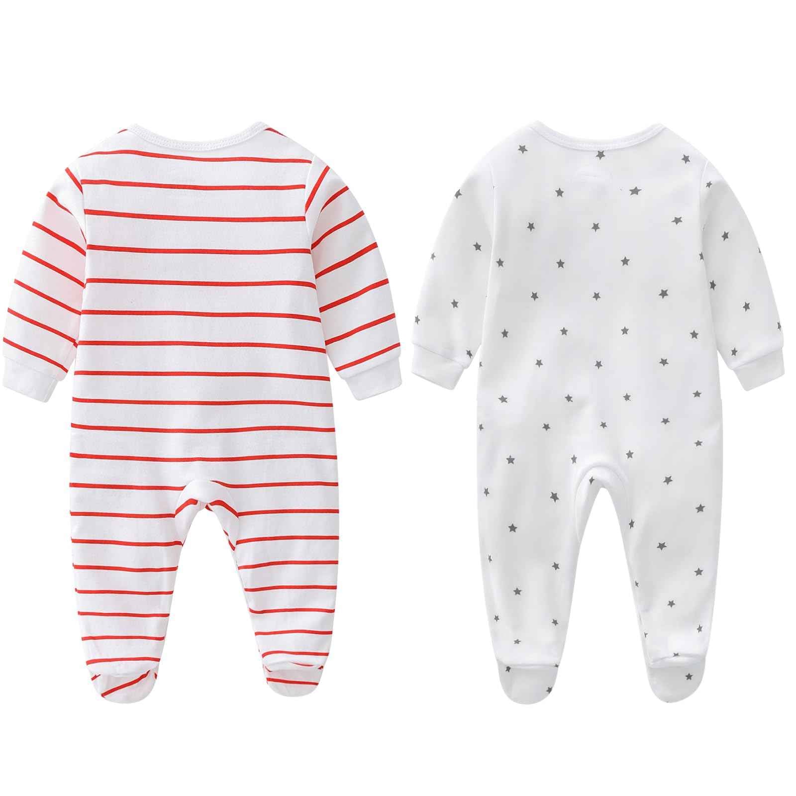 aomomo Baby Strampler Set 2-teilig „I Love Mummy & Daddy“ – Langarm Baby Schlafanzug aus Baumwolle, Unisex Neugeborenen Overall für Jungen & Mädchen