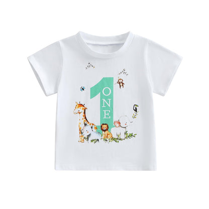 Baby Junge 1. Jahr Geburtstags T-Shirt Wild One Kurzarm Oberteil Baby Mein Erster Geburtstags Outfit Sommer Kleidung
