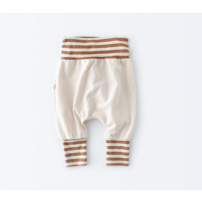 Baby Boys Girls Cotton Grow Trousers Pump Trousers Elastic High Waistband Baby Trousers Casual Jogging Bottoms Soft Comfort Baby Trousers - Bear Pattern Plain Manufacturing Size 73/80/90/100