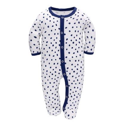 3PCS Baby Schlafstrampler Babychlafanzug Babyschlafsack Baumwolle mit Füßen mit knöpfen Gr. 56 62 68 für Junge Mädchen Neugborenen