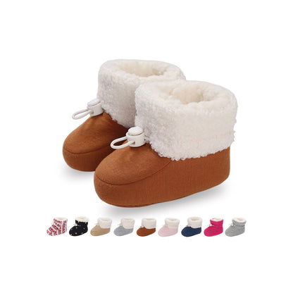 Baby Winter Shoes Warm Baby Shoes Winter Non-Slip Adjustable Newborn Snow Shoes First Walking Shoes Lined Thermal Fleece Crawling Shoes Slippers Winter Boots 0-18 Months