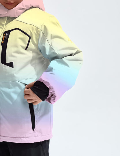 Gemyse Boys' Waterproof Ski Jacket, Windproof Fleece Jacket, Outdoor Winter Jacket, Rain Jacket with Hood