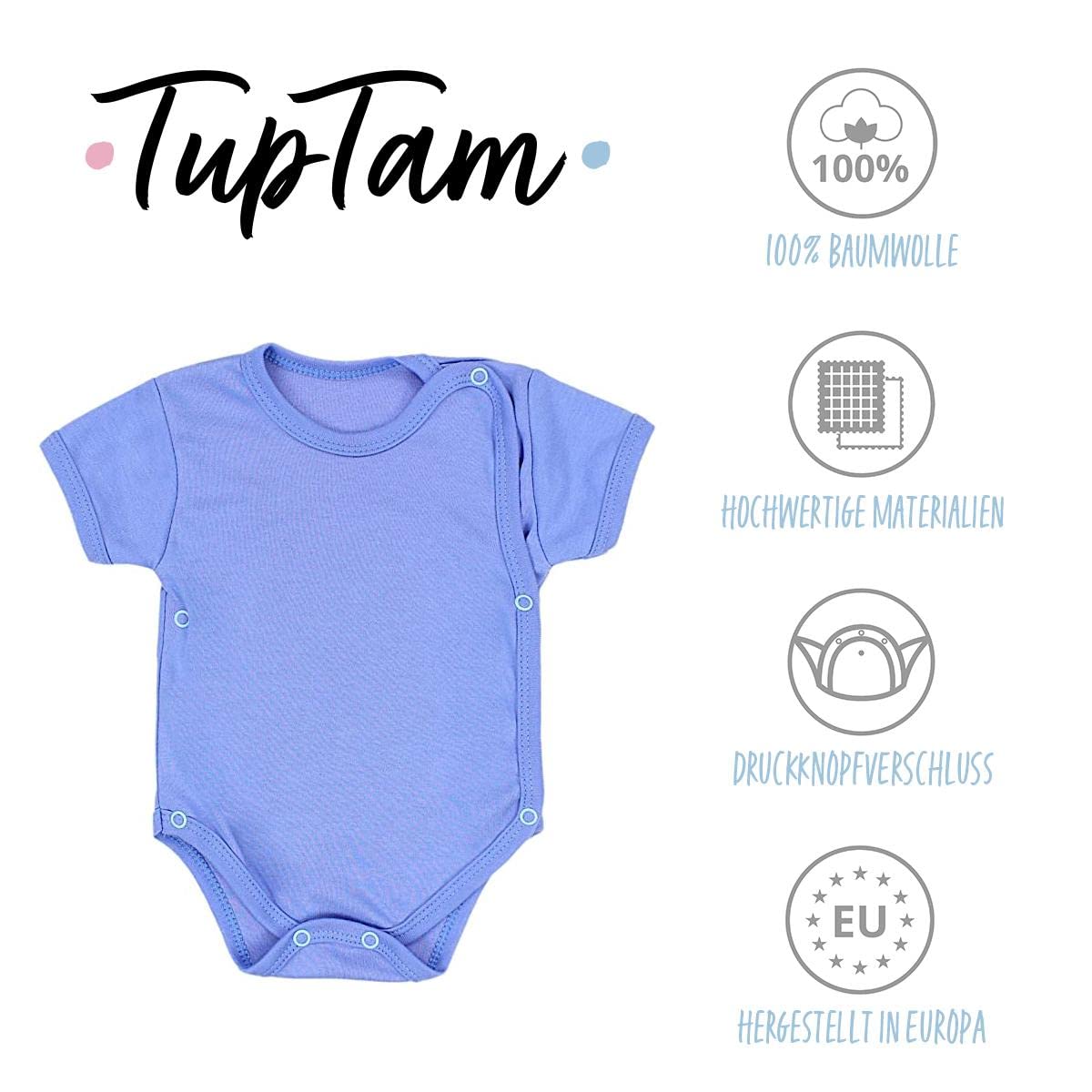 TupTam Baby Body Kurzarm Jungen – Wickelbody Kurzarm aus Baumwolle im 5er Set – OEKO-TEX Zertifiziert