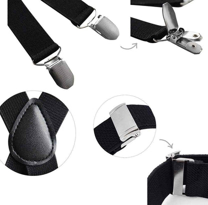 axy HTK25-1 Children's Boys Braces Y Shape Wide 2.5 cm with 3 Strong Clips Can be Combined with Bow Tie Plain Colours