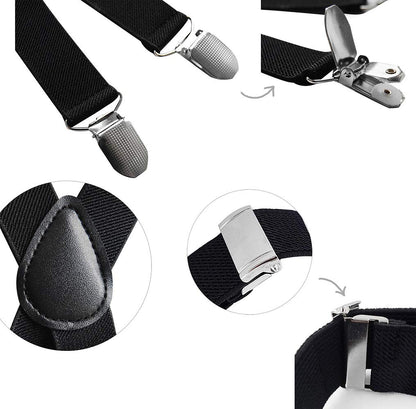 Kinder Jungen Hosenträger Y-Form Breite 2,5 cm mit 3 starken Clips Kann mit Fliege Plain Colors kombiniert werden