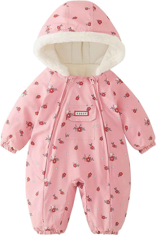JiAmy Baby Winter Jumpsuit, Baby Boys Girls Winter Romper Newborn Warm Jumpsuit Toddler Windproof and Thick Jumpsuit for 0-24 Months