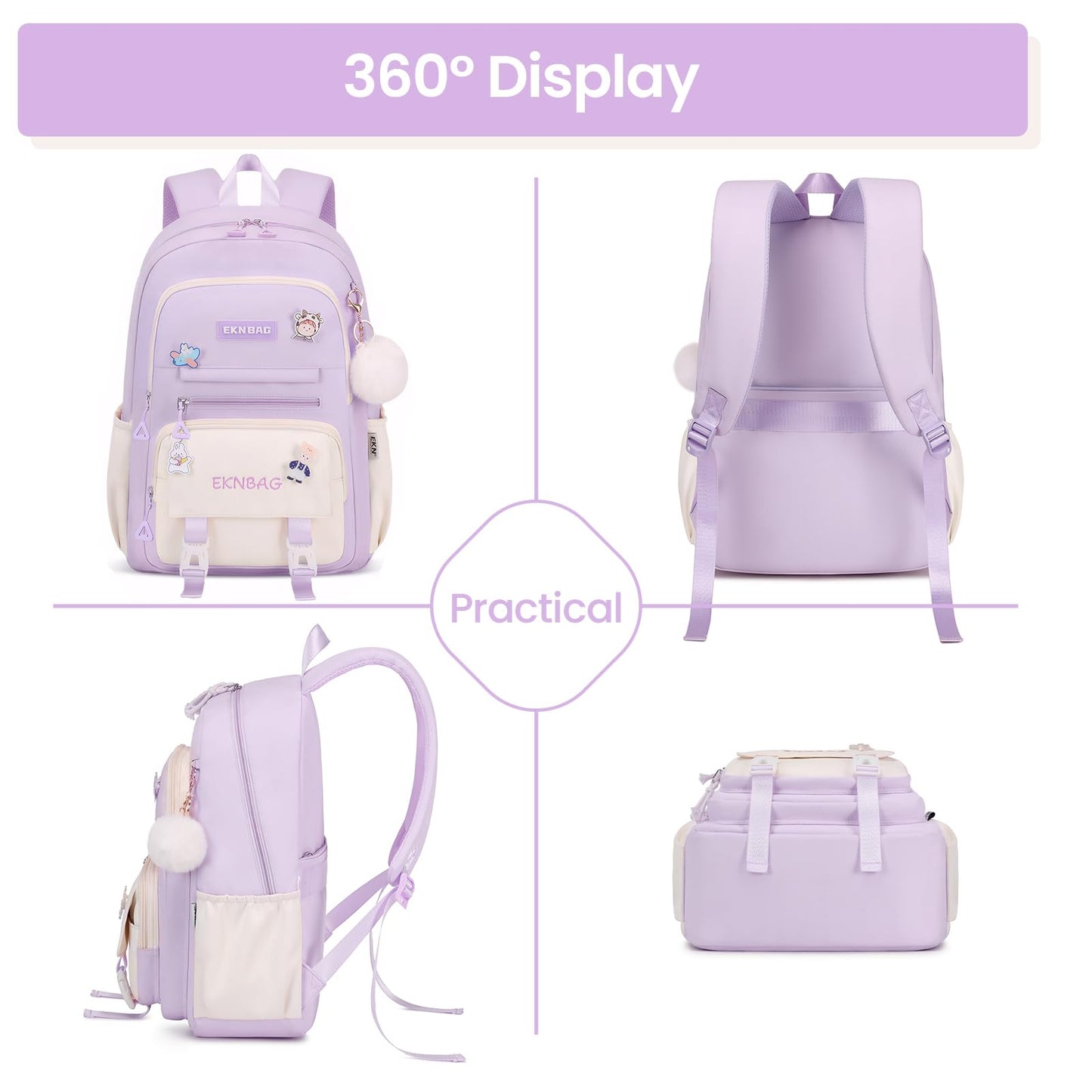 Tanou Schulrucksack Mädchen Schulranzen Kinder der 3.-7. Klasse, Rosa | Große Kapazität Schulrucksack Teenager, Leichter Nylon Mädchen Schultasche für Schule Reisen