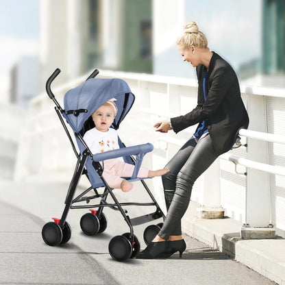 Buggy für Babys, ultraleicht, kompakt, faltbar und neigbar, von Geburt bis 25 kg, mit Trolley-System, Regenschutz inklusive, ausziehbarer Haube, C-schwarz