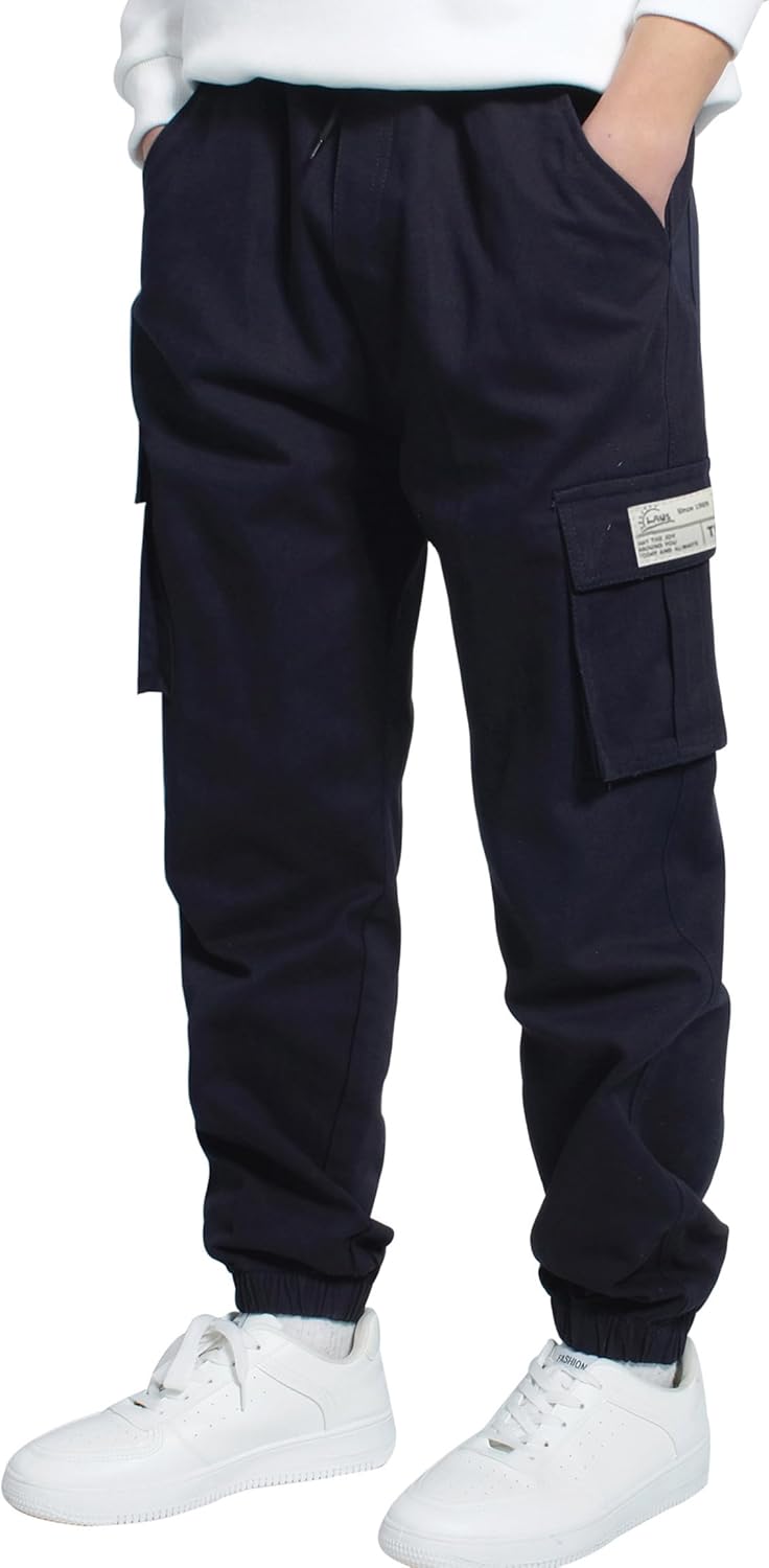 LAUSONS Pants for Boys Cargo Pants Children's Pants Cargo Jogging Pants Leisure Pants with Elastic Band 