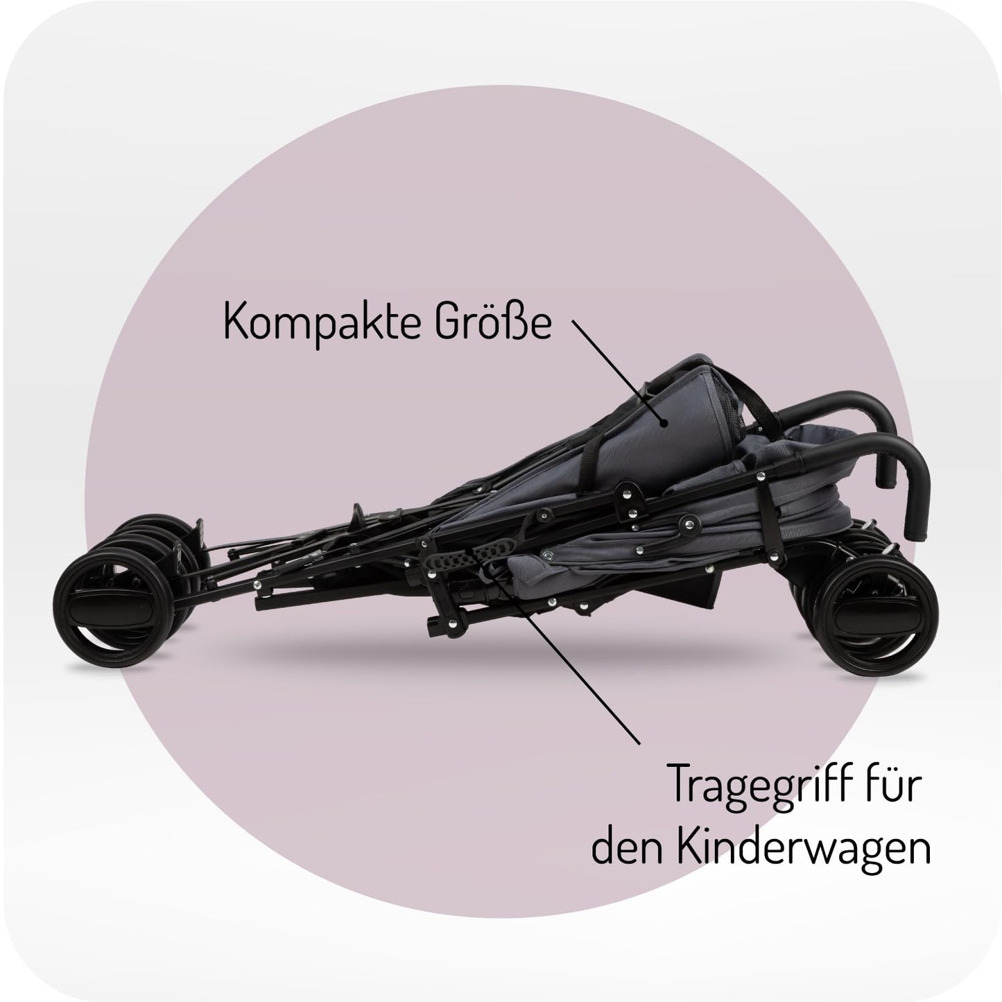 MoMi AKIRA Kinderbuggy Kinderwagen ab 6 Monaten (bis 15 kg), verstellbarer 5-Punkt-Sicherheitsgurt, Babytasche, Einkaufskorb, Regen- und Insektenschutz.