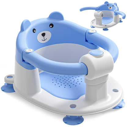 Baby Bath Seat from 6 Months, Bear Non-Slip Bath Seat Baby with 4 Suction Cups and Cushions for Toddlers and Newborns, Safe Portable Bath Chair for Shower or Bathtub, Pink