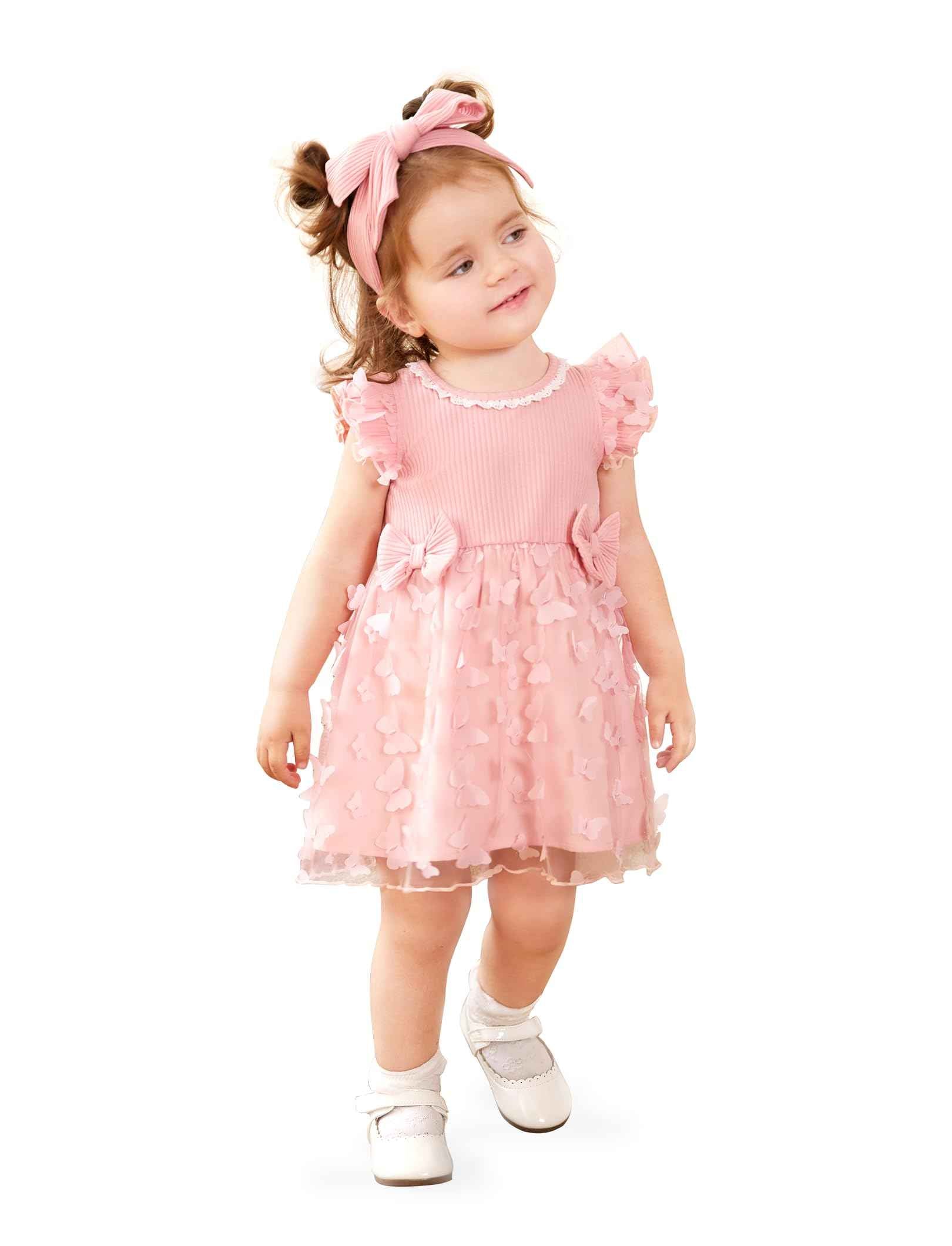 PATPAT Baby Girls' Tulle Dress with Long Sleeves, Tutu for Toddlers, Perfect as a Flower Girl or Christmas Party Birthday Long Sleeve Princess Dress, 3-24 Months