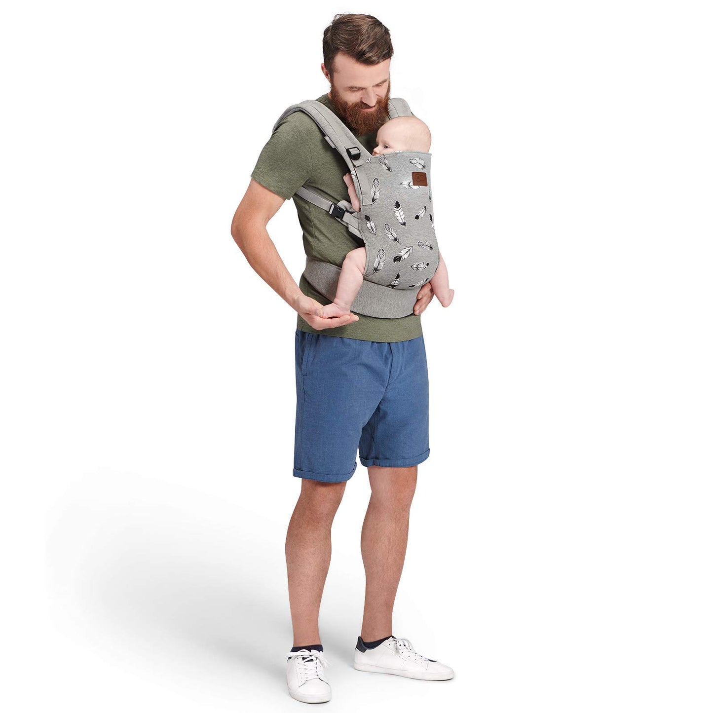 Kinderkraft Babytrage MILO, Rückentrage, Bauchtrage für Säuglinge und Kleinkinder, Baby Carrier, Kindertrage, Ergonomisch, aus Baumwolle, Leichte Konstruktion, ab 3 Monate bis 20 kg, Grau