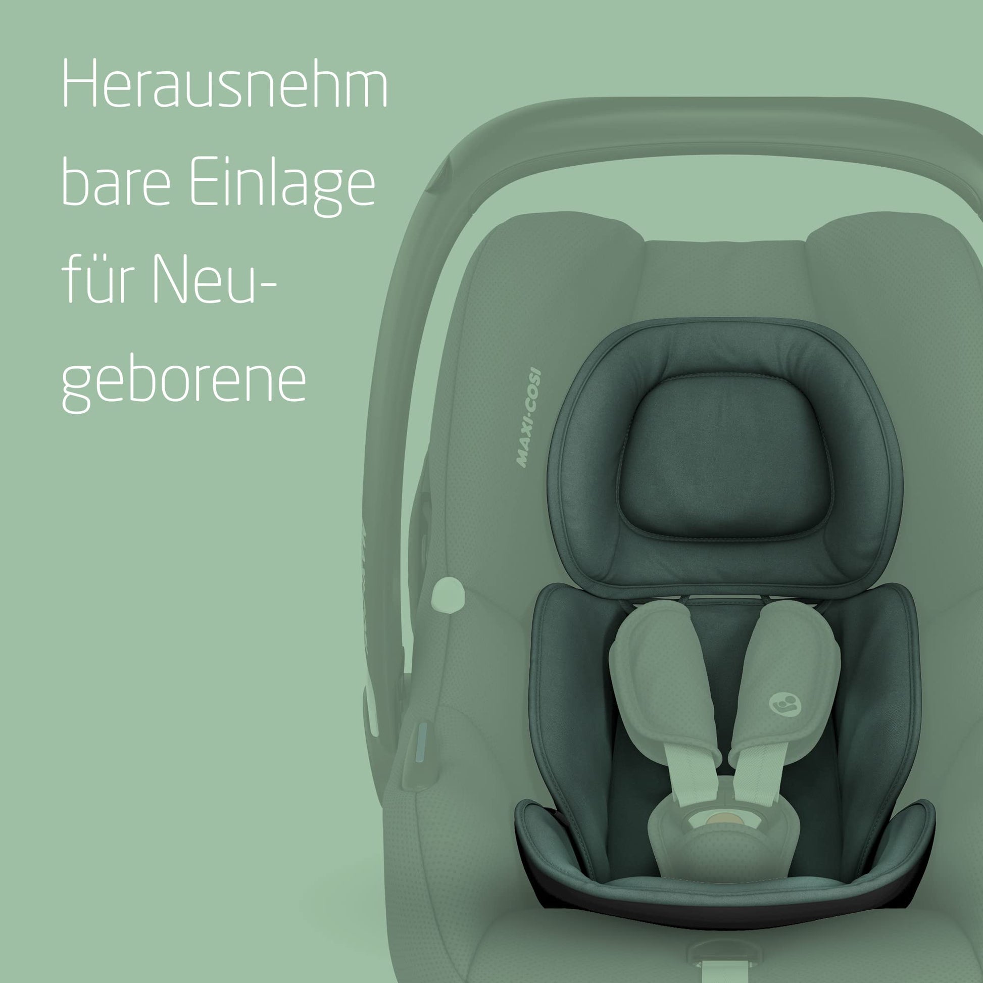Maxi-Cosi CabrioFix i-Size, Babyschale, 0–12 Monate, max. 12 kg, leichter i-Size Kindersitz (3,2 kg), Sonnenverdeck, gepolsterter Sitz, für viele Maxi-Cosi Kinderwagen, Essential Green - Meloni2