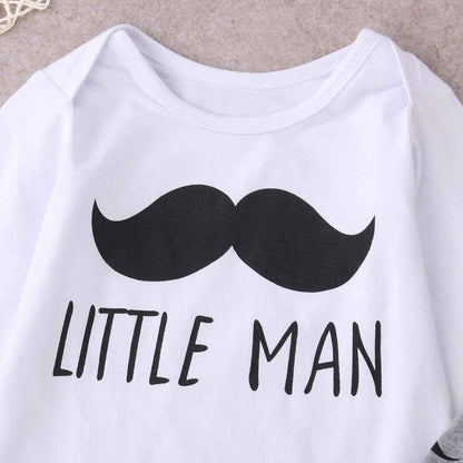 Juflam Neugeborenes Baby Kleidung Kleiner Mann Top Strampler + Hose Legging + Hut 3 Stück Outfit Set