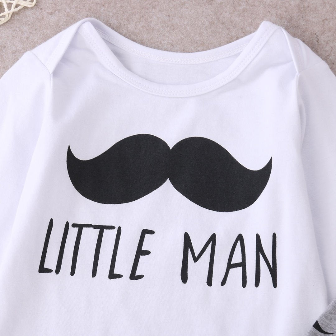 Neugeborenes Baby Kleidung Kleiner Mann Top Strampler + Hose Legging + Hut 3 Stück Outfit Set