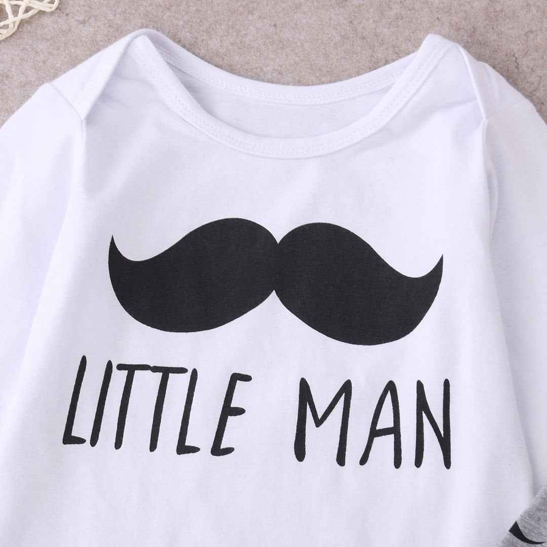 Juflam Neugeborenes Baby Kleidung Kleiner Mann Top Strampler + Hose Legging + Hut 3 Stück Outfit Set