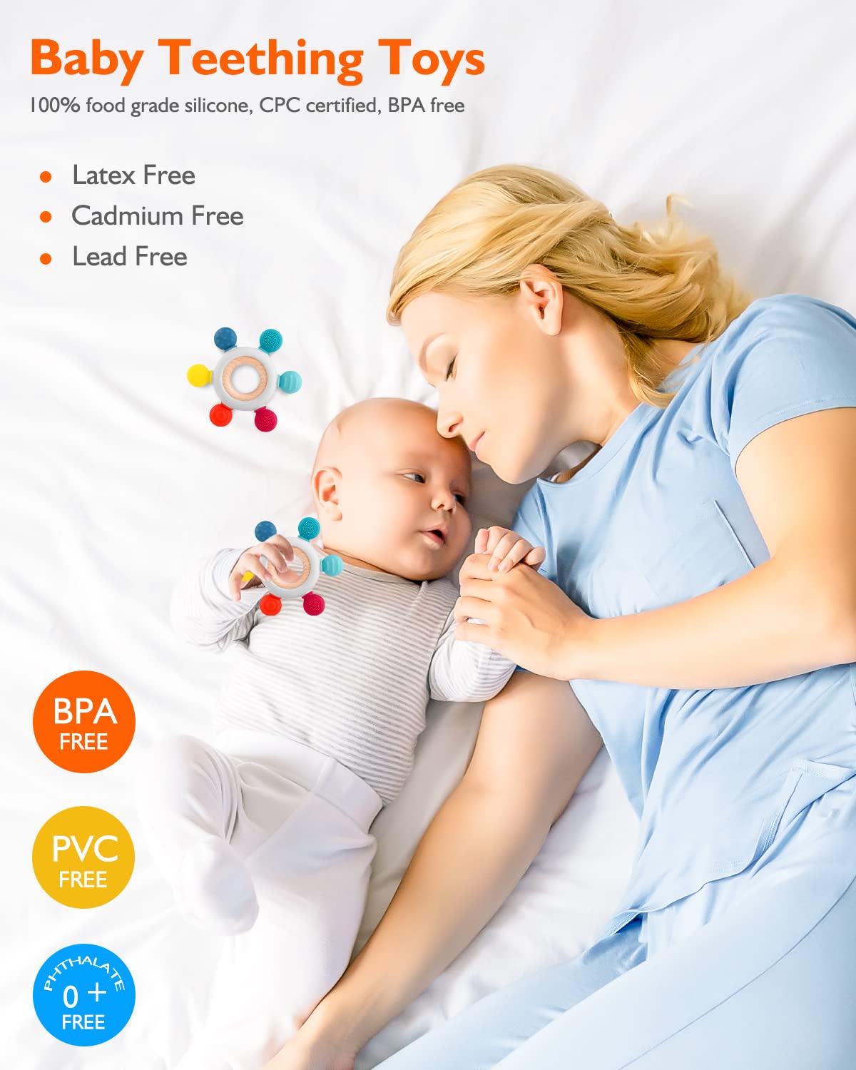 Beißring für Babys, Baby Zahnen Spielzeug aus Silikon, Ruder Greifling Beißspielzeug, BPA-frei Zahnen Nursing Zubehör für 3-6 6-12 Monate Kleinkinder, mädchen Junge Geschenk(Ruder B)