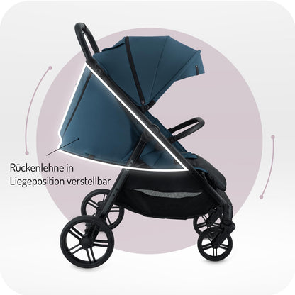 MoMi Kinderbuggy CLARA, Kinderwagen ab dem 6. Lebensmonat, bis 22 kg Körpergewicht, 5-Punkt-Sicherheitsgurt, Fußsack, Getränkehalter, Einkaufskorb, Wickeltasche, Insekten- und Regenschutz