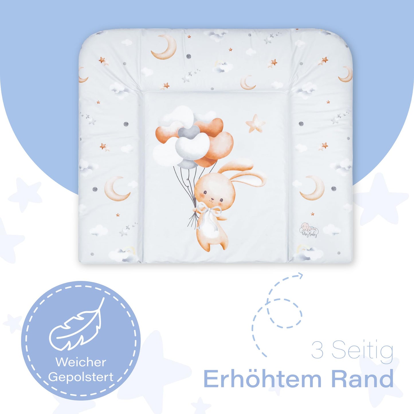 Wickelauflage Wickelunterlage abwaschbar und wasserdicht 75x72 cm - Wickelmatte zum Auflegen auf Wickeltisch Wickelaufsatz Wickelkommode oder Waschmaschine changing mat 75 x 72 Safari Motiv