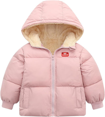 kids4ever Baby Winter Jacket Coat Zip Hooded Jacket Windproof Warm Fleece Outerwear Snowsuit with Two Pockets for Boys Girls 12 Months - 5 Years