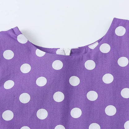 FYMNSI Girls Vintage 1950s Rockabilly Dress Party Dresses Retro Polka Dot Floral Pattern A-Line Party Dresses Pleated Skirt Knee Length for 4-12 Years 