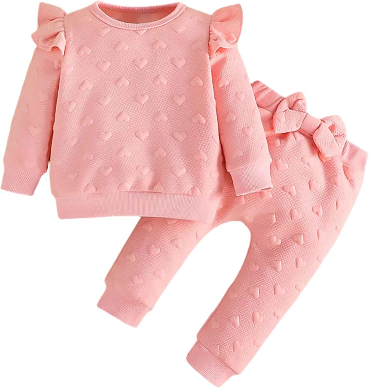 Toddler Baby Girl Outfits Long Sleeve Sweatshirt Top Trousers with Bow Tie Toddler Autumn Winter Clothing Set