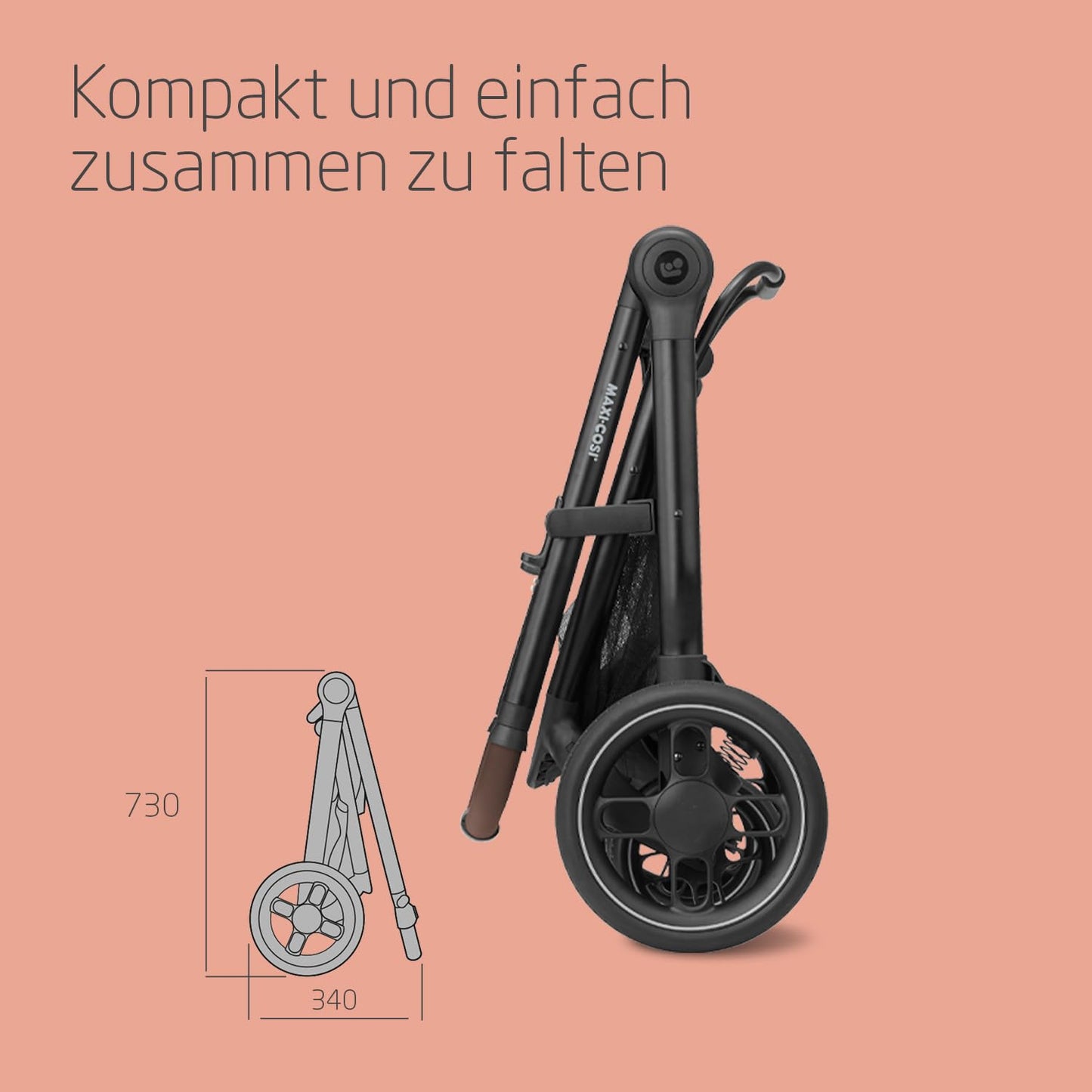 Maxi-Cosi Zelia S Trio 3-in-1 Complete Set, 0–4 Years, up to 22 kg, Foldable, Compact, Adjustable Baby Pram, with CabrioFix S i-Size Baby Seat, Accessories, Changing Bag, Grey - Meloni2