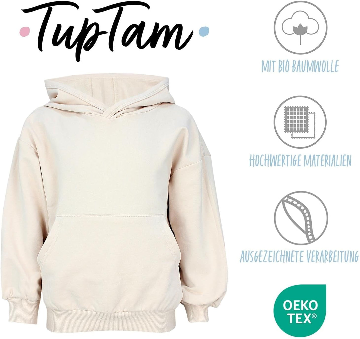 TupTam Unisex Boy's Girls' Hoodie Sweatshirt Organic Cotton