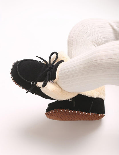 Adigau Baby Boys Girls Winter Boots Soft Sole Warm Boots Lace Flat Prewalker Snow Boots 0-18 Months