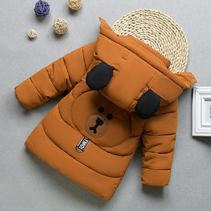 linboo Winterjacke Kinder Jungen Warm Steppjacke Dicke Mantel Baby Wintermäntel mit Kapuze Ohren Winter Kinderjacke Kapuzenjacke 2-7 Jahre