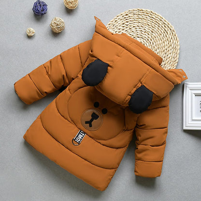 linboo Winterjacke Kinder Jungen Warm Steppjacke Dicke Mantel Baby Wintermäntel mit Kapuze Ohren Winter Kinderjacke Kapuzenjacke 2-7 Jahre