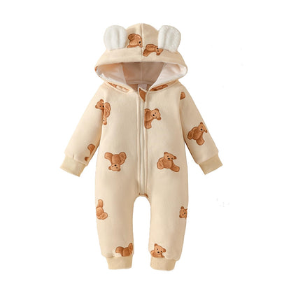 Baby Strampler Neugeborenen Herbst Winter Overall Kleinkind Tier Kostüm Overall mit Kapuze Langarm Bodysuit für Baby Mädchen Jungen Kuscheln