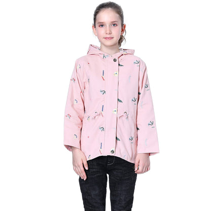 Mädchen Windjacke Mit Kapuze Und Blumenstickerei Trenchcoat Kapuzenmantel