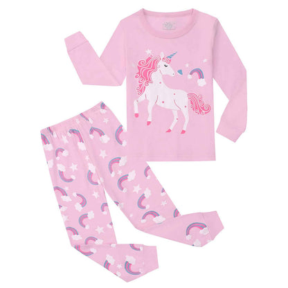 Girls' Unicorn Children's Pyjamas Cotton Long Sleeve Winter Pyjamas Two Piece Size 3-13 Years