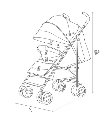 MoMi AKIRA Kinderbuggy Kinderwagen ab 6 Monaten (bis 15 kg), verstellbarer 5-Punkt-Sicherheitsgurt, Babytasche, Einkaufskorb, Regen- und Insektenschutz.