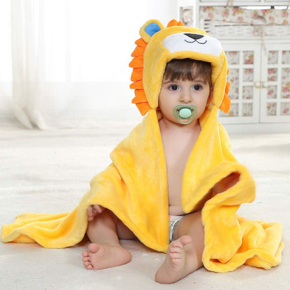 Doladola Baby Decke Babys Tier Design，Flanell Kinder Decke Kapuzenhandtuch für Mädchen und Jungen，Baby Kapuze Badeponcho Kinder Warm（gelbe Ente）