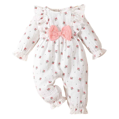 UUAISSO Newborn Baby Girl Clothing Long Sleeve Ruffle Jumpsuit Bowknot Romper Infant Girls Autumn Winter Outfits