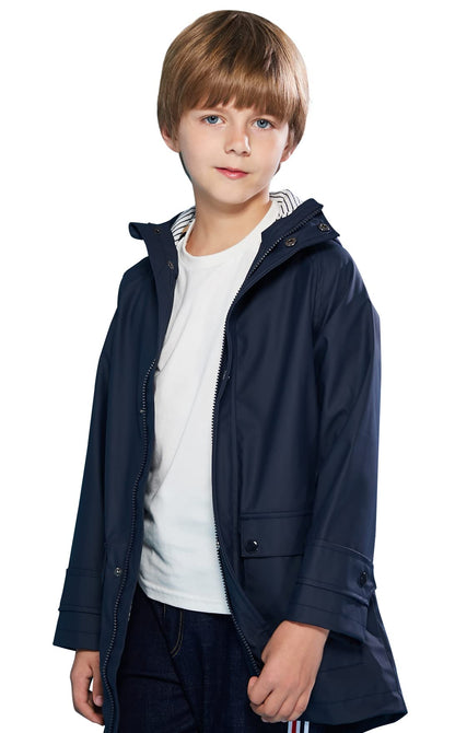 SOLOCOTE Kinder Regenjacke mit Kapuze gefüttert Gummi Regenmäntel für Mädchen Jungen Wasserdicht Winddicht Größe
