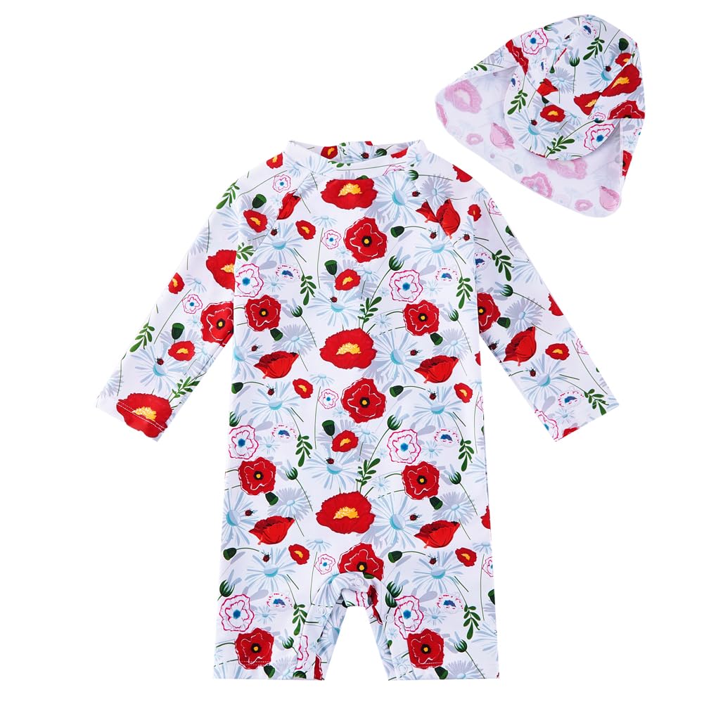 upandfast Baby Swimsuit with Buttons UV Protection Swimwear for Baby Girls 