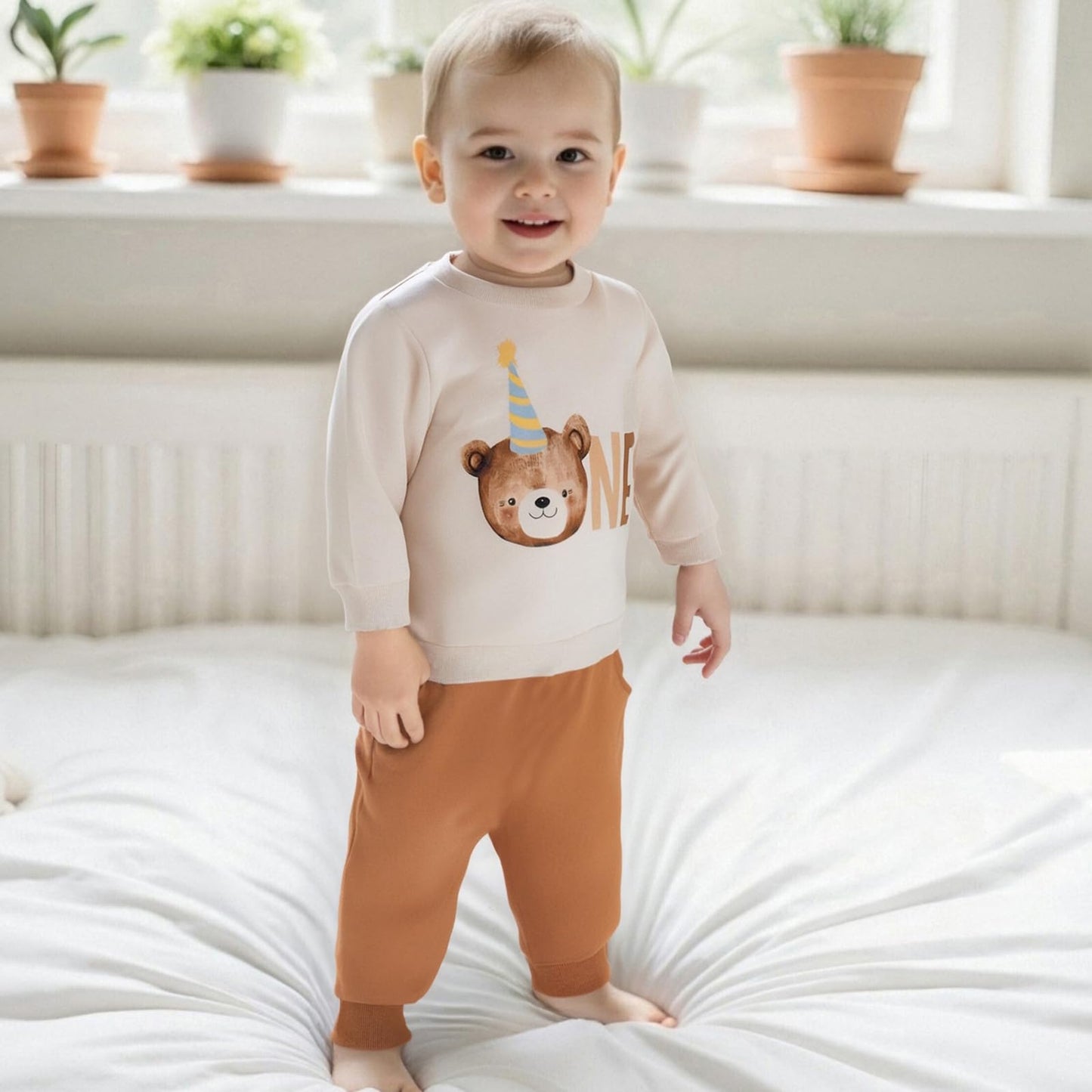 1. Jahr Geburtstag Outfit Baby Junge Kleidung Set Langarm Sweatshirt und Hose Kleidung Sets für Jungen