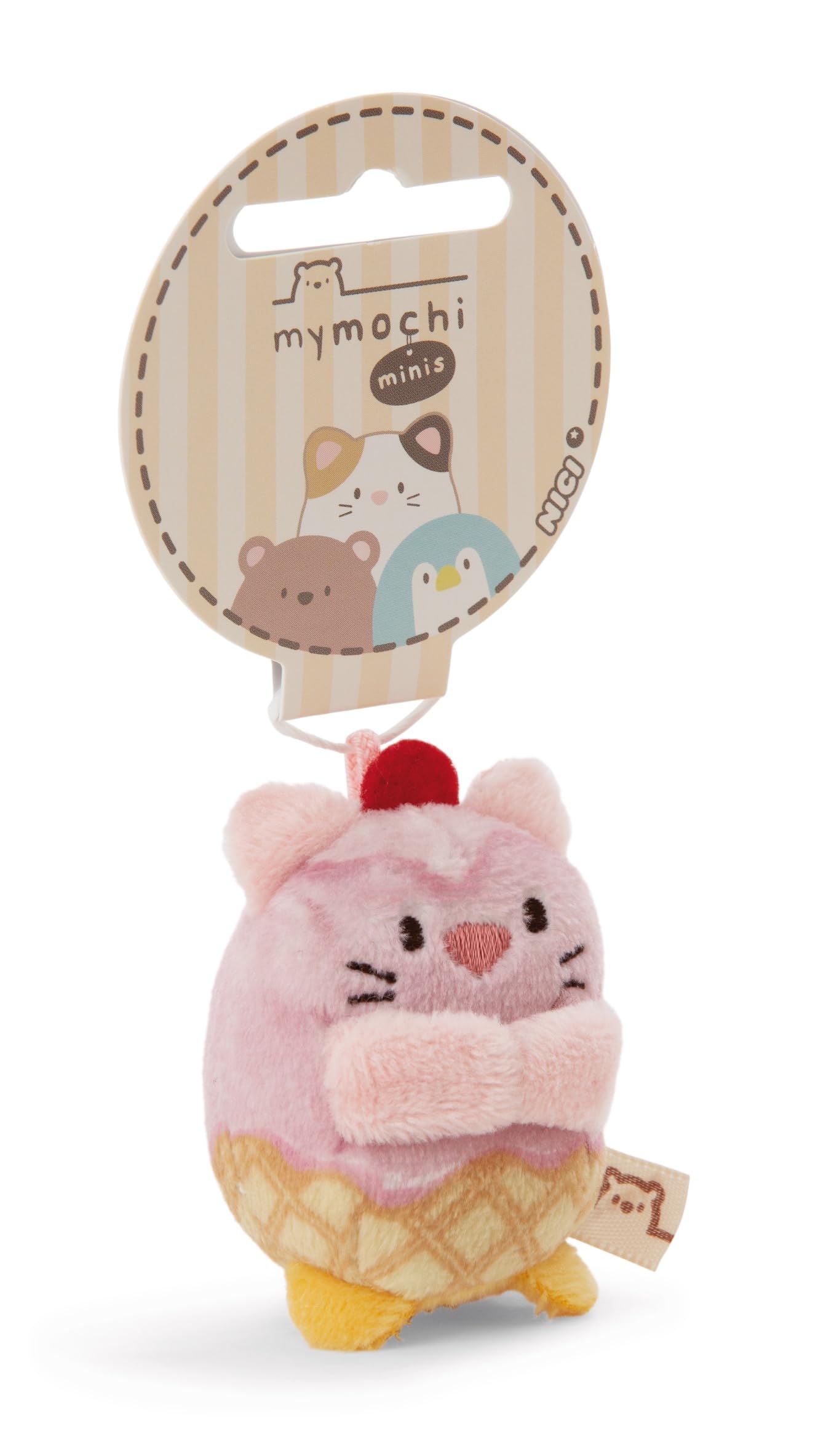 NICI My Mochi Cuddly Toy Ladybird Dozz Hamburger 5 cm Beige - Soft Plush Toy - Cute Plush Toy for Cuddling and Playing, for Children and Adults, Great Gift Idea
