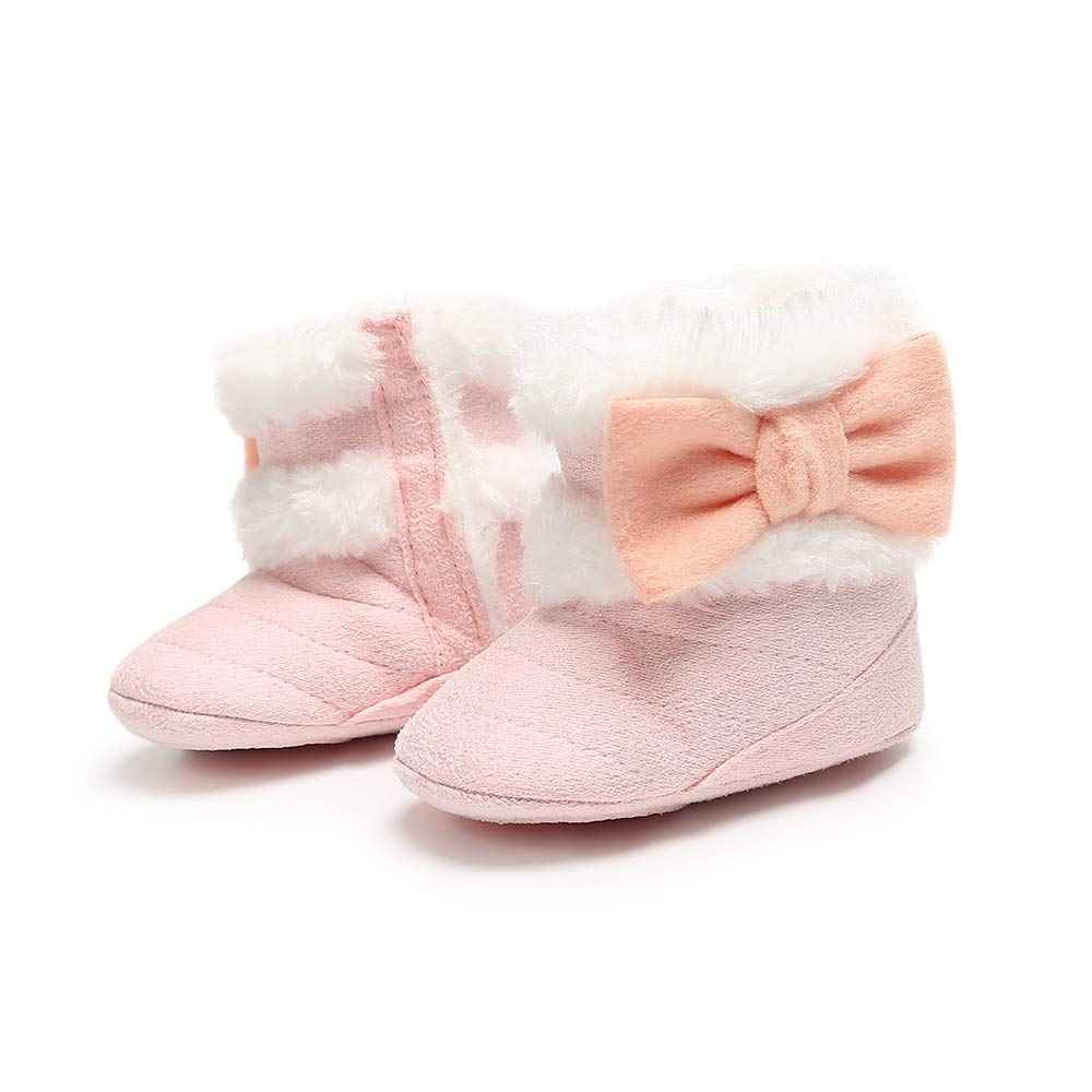 LACOFIA Baby Girls Soft Sole Winter Boots Toddler Warm Fleece Slippers Crawling Shoes
